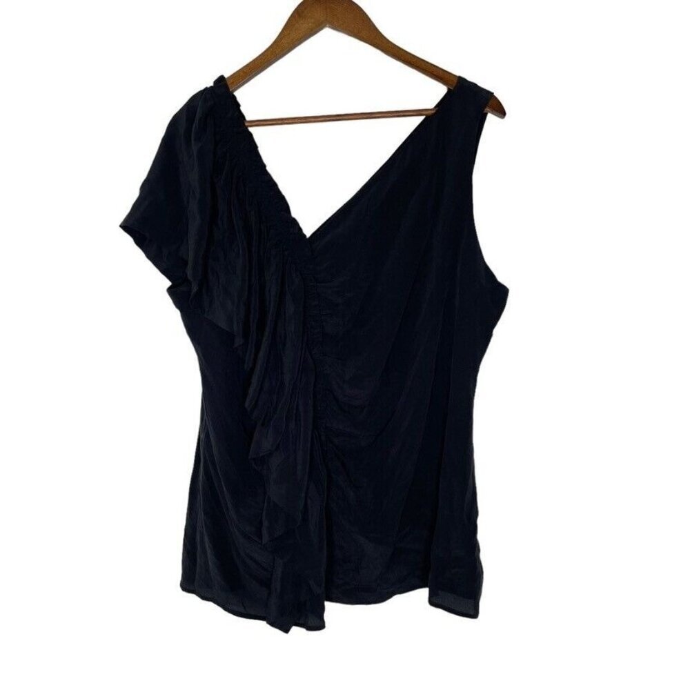 Black One-Shoulder Ruffle Women's Top